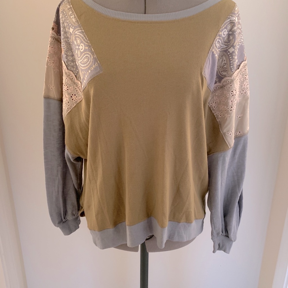 We the Free Olive Bandana accent Top